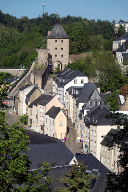 Luxembourg City - Grand Duchy of Luxembourg Luxembourg City - Ville de Luxembourg. The Grund area of the old town viewed from the city walls of the Grand Duchy. petrusse stock pictures, royalty-free photos & images