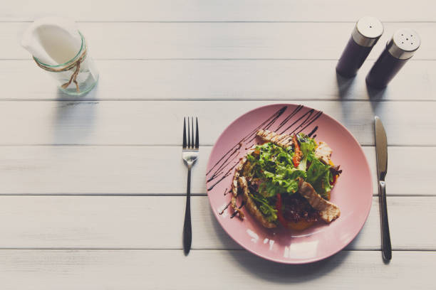 istock Turkey salad top view, restaurant serving 827932944