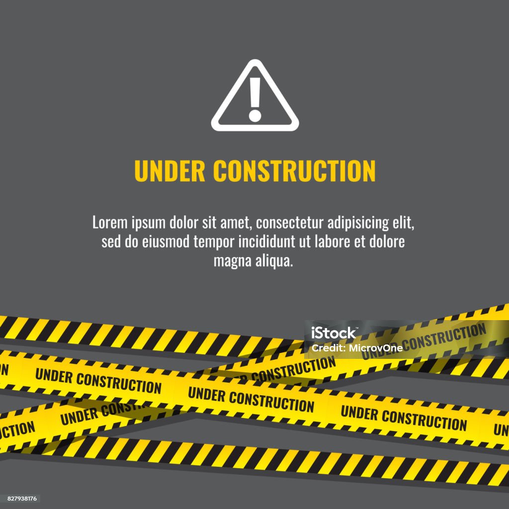 Under construction website page with black and yellow striped borders vector illustration Under construction website page with black and yellow striped borders vector illustration. Border stripe web, warning banner Adhesive Tape stock vector