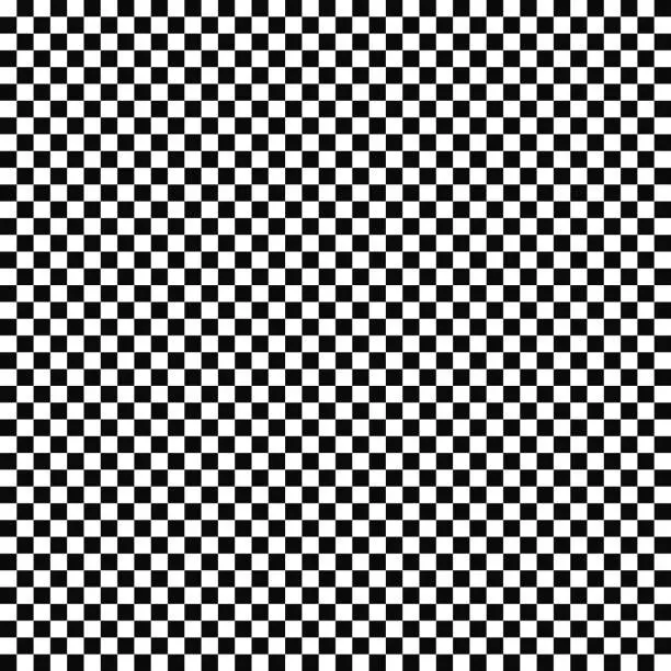 Vector illustration of Vector seamless checkered flag pattern. Geometric texture. Black-and-white background. Monochrome design.