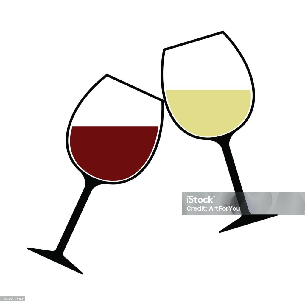 Red And White Wine Glasses Clink Vector Isolated Cheers Stock Illustration  - Download Image Now - iStock