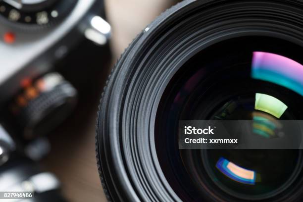 Close Up Of Camera Lens Stock Photo - Download Image Now - Above, Aperture, Black Color