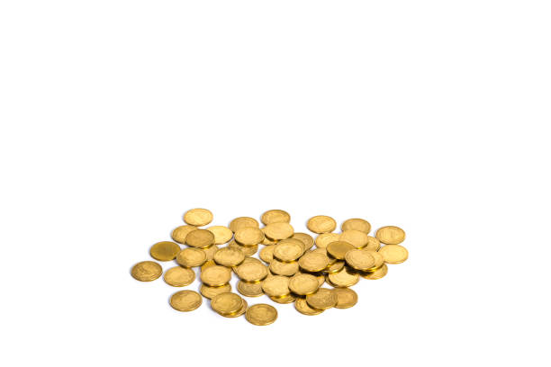 istock Gold coins on white background, business banking idea. 827963500
