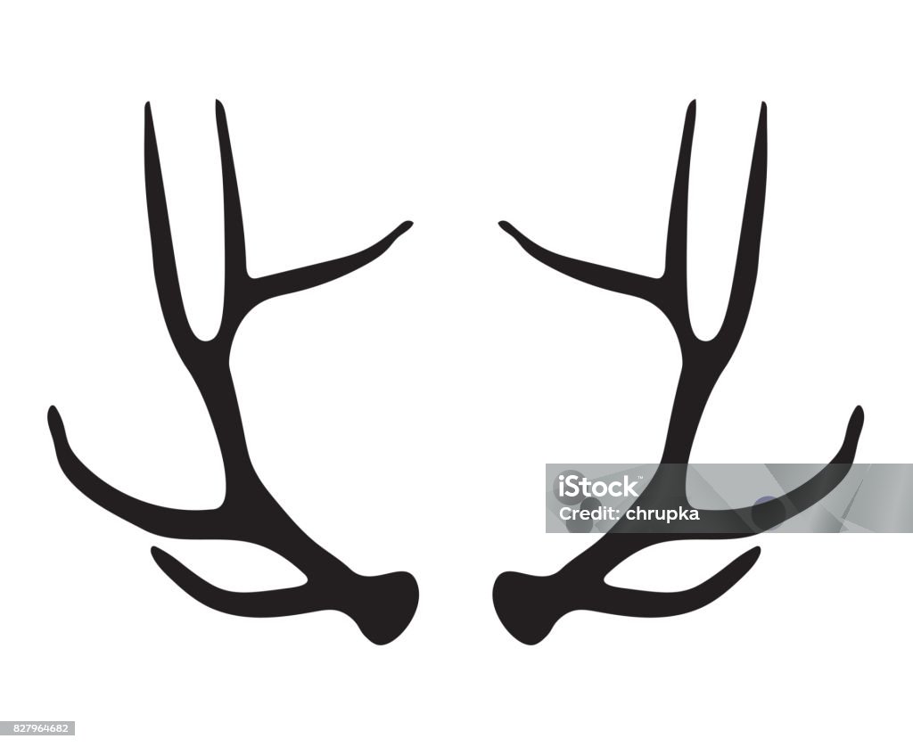 black silhouette of deer antlers black silhouette of deer antlers- vector illustration Elk stock vector