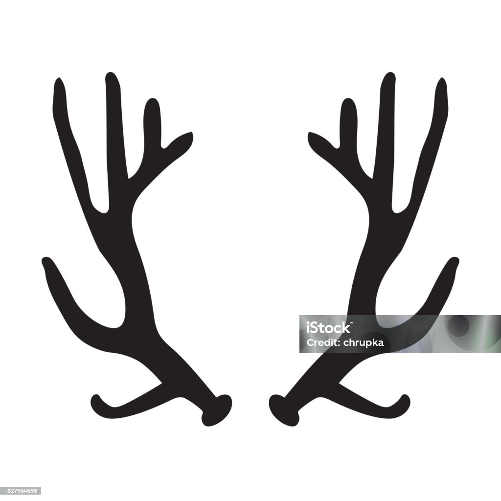 black silhouette of deer antlers black silhouette of deer antlers- vector illustration Agriculture stock vector