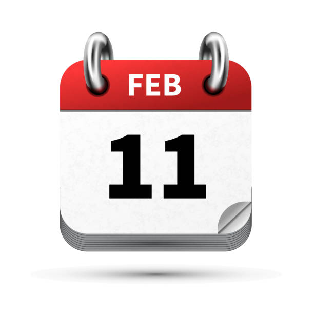 istock Bright realistic icon of calendar with 11 February date isolated on white 827968510