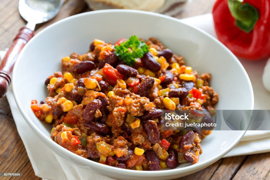Chili with Meat Chili Con Carne Stock Photo