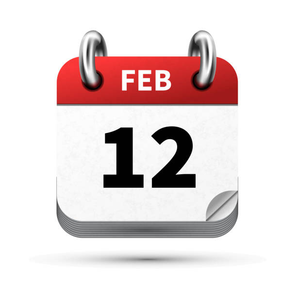 istock Bright realistic icon of calendar with 12 February date isolated on white 827970698