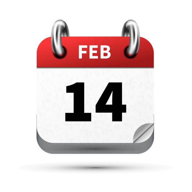 istock Bright realistic icon of calendar with 14 February date isolated on white 827971258