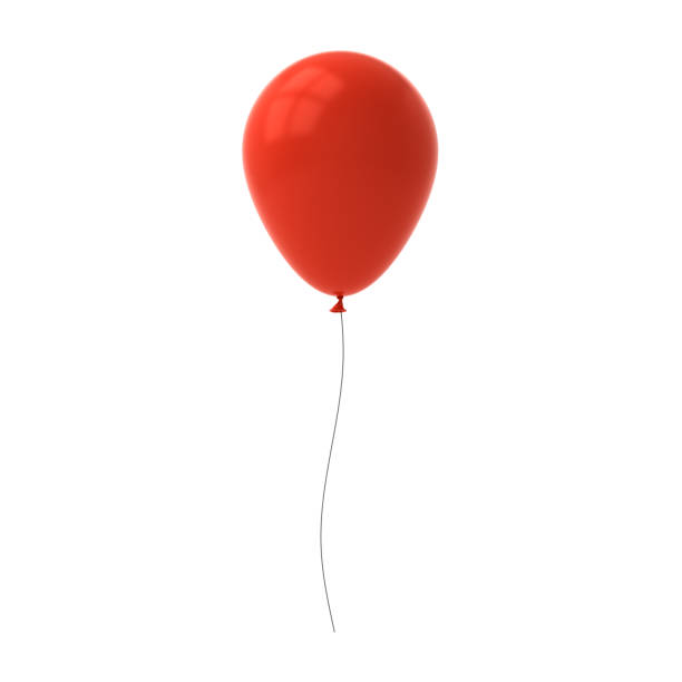 red balloon isolated on white background with window reflection . 3d rendering - nobody inflatable equipment rope imagens e fotografias de stock
