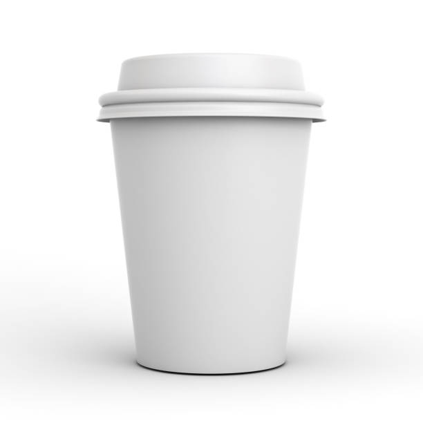 影で白い背景に分離された空のコーヒー カップ。3 d のレンダリング - coffee coffee cup cup paper ストックフォトと画像