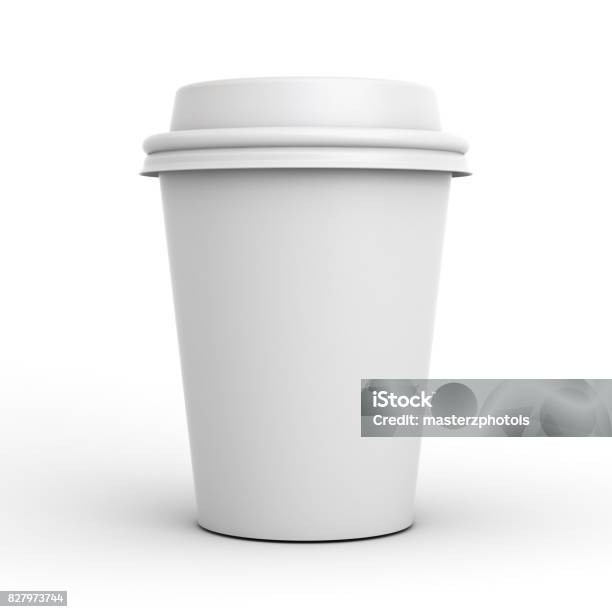 Blank Coffee Cup Isolated On White Background With Shadow 3d Render Stock Photo - Download Image Now
