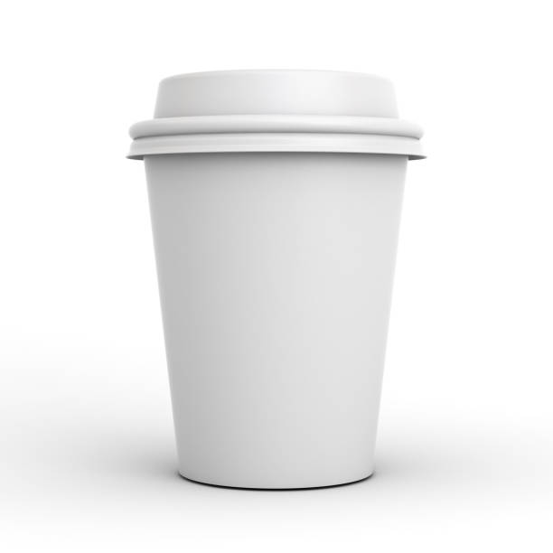 pusta filiżanka do kawy odizolowana na białym tle z cieniem . renderowanie 3d - disposable cup cup paper disposable zdjęcia i obrazy z banku zdjęć