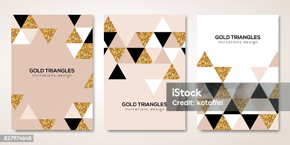 istock Banners set with gold triangles decor 827974648