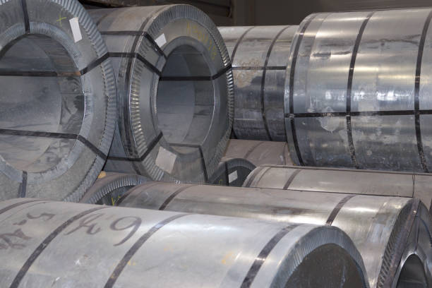 istock Rolls of cold-rolled galvanized steel with polymer coating 827974992