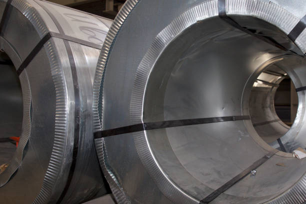 istock Rolls of cold-rolled galvanized steel with polymer coating 827974996