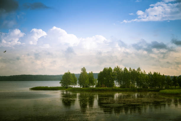 A beautiful lake landscape in Finland