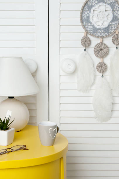 istock Gray white crochet doily dream catcher 827975548