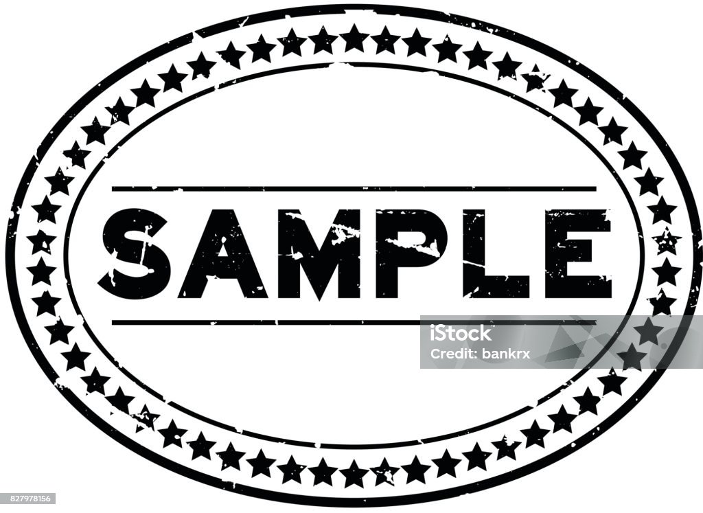 Grunge black sample oval rubber seal stamp on white background Analyzing stock vector
