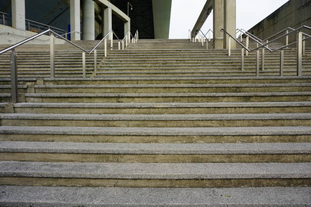 istock Stairways for entrance stadium with railing on white background 827978496
