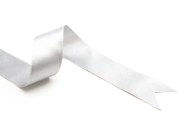 istock silver ribbon bow in bright silver white grey color isolated on white background 827978514