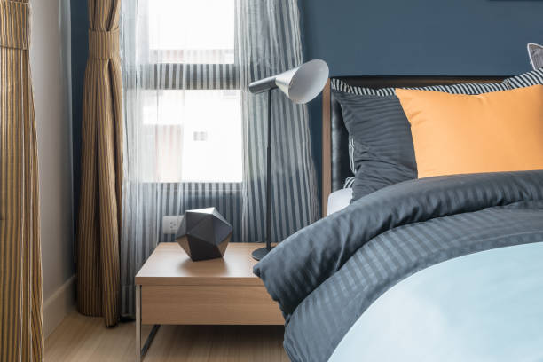 istock modern lamp style on table side in modern bedroom 827978582