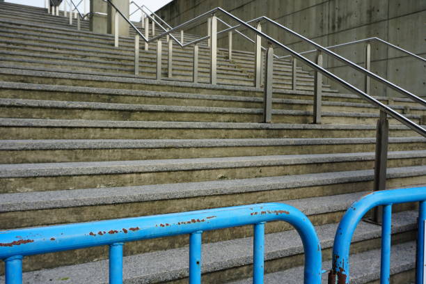 istock Steps leading into a football ground, black and white image 827978762