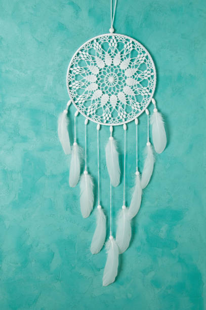 istock White dream catcher on aquamarine 827979378