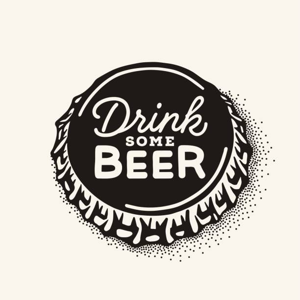 ilustraciones, imágenes clip art, dibujos animados e iconos de stock de tapa de la botella de cerveza artesanal con elaboración de la cerveza inscripción en estilo vintage - bar graph