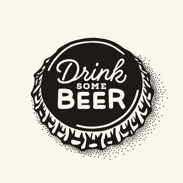 ilustrações, clipart, desenhos animados e ícones de tampa de garrafa de cerveja artesanal com cerveja inscrição em estilo vintage - bar graph