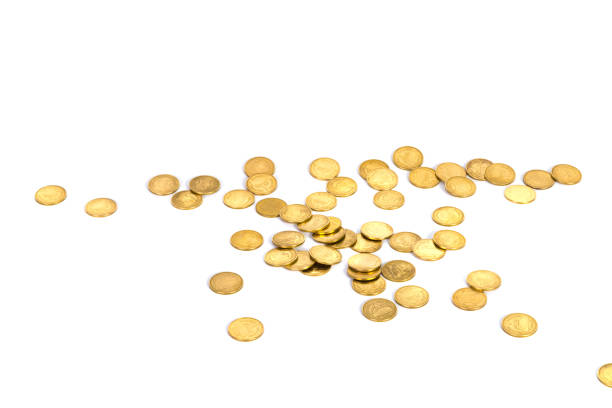 istock Gold coins on white background, business banking idea. 827979608