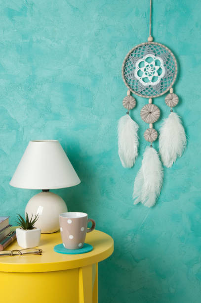 istock Gray white crochet doily dream catcher 827979726