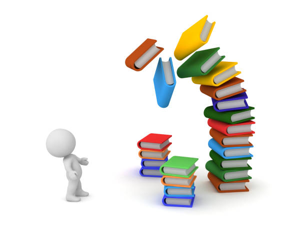 istock 3D Character with Stacks of Books 827987528