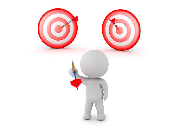 istock 3D Character with Dart Arrow and Two Targets 827987672