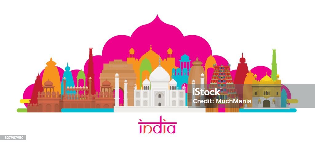 Indien-Architektur-Sehenswürdigkeiten-Skyline - Lizenzfrei Indien Vektorgrafik