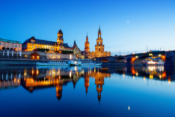 istock Dresden at evening reflected in water of Elbe 828002978