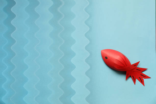 Red tropical fish of origami