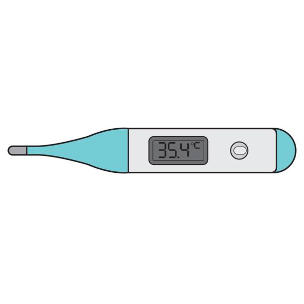 ilustrações de stock, clip art, desenhos animados e ícones de clinical digital thermometer isolated on white background - termómetro digital