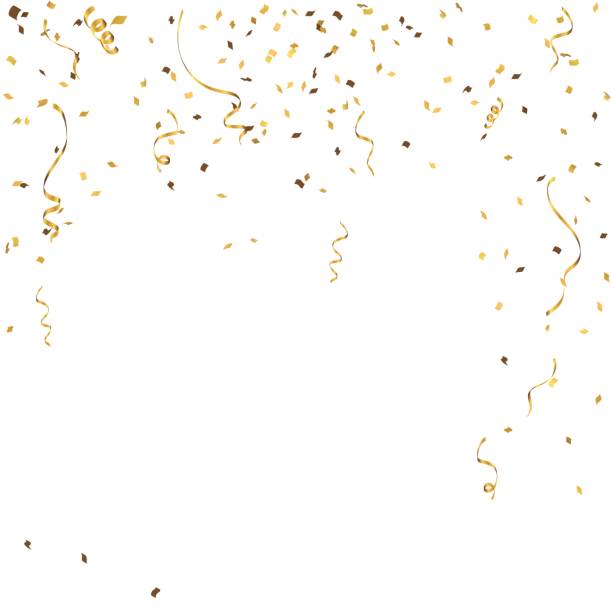 ilustraciones, imágenes clip art, dibujos animados e iconos de stock de confeti de oro celebración de antecedentes. fondo de vector - confetti