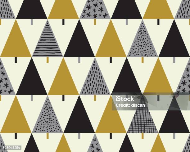 Christmas Tree Seamless Pattern Background Stock Illustration - Download Image Now - Pattern, Christmas, Tree