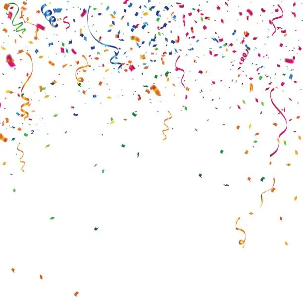 Vector illustration of Colorful celebration background with confetti.