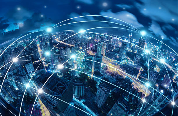 istock Network and Connection technology concept with Shanghai cityscape 828068316