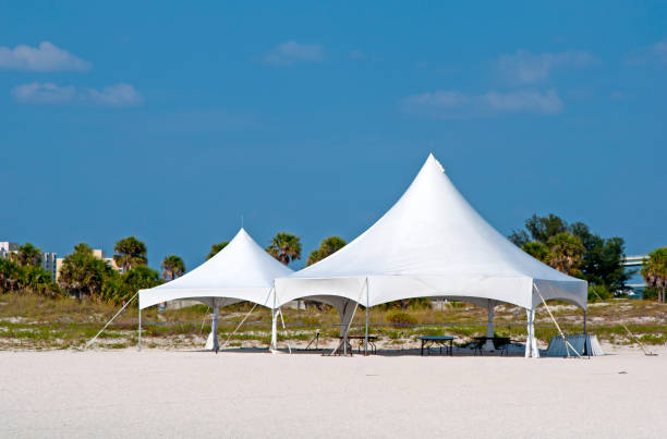 istock White tents on the beach 828078634