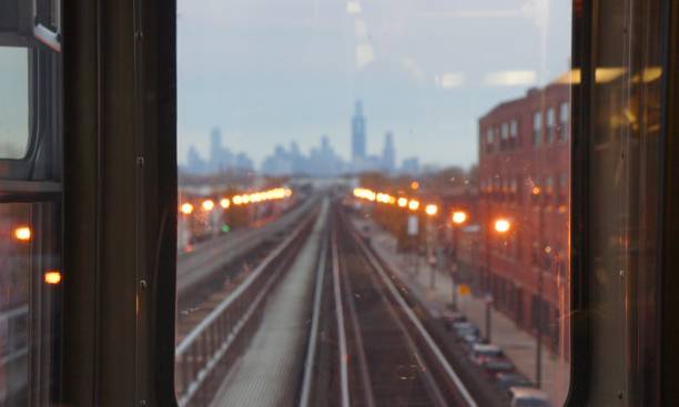 on the chicago el stock photo