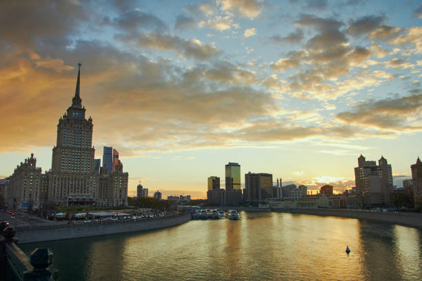 istock Cityscape at sunset and office buildings at background 828083292