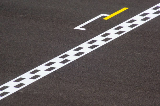 istock Minimalistic photo of finish line on track 828090964