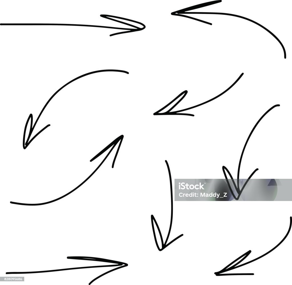 Handgezeichnete Vektorpfeile, Zeiger. Elemente für das Design, Infografiken - Lizenzfrei Pfeilzeichen Vektorgrafik
