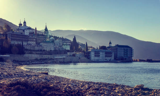 istock Saint Panteleimon Monastery, Athos Peninsula, Mount Athos, Chalkidiki, Greece 828096824