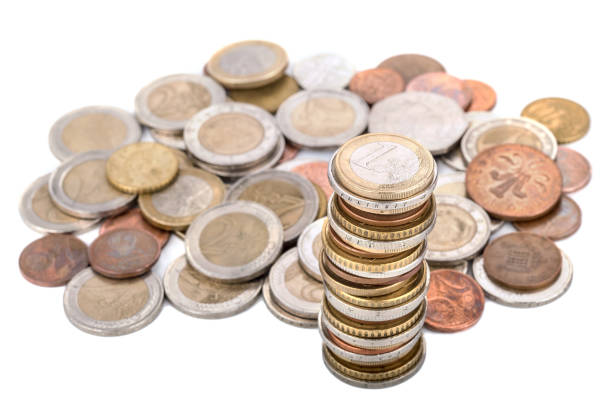 istock Stack of euro coins isolated on white background 828103468