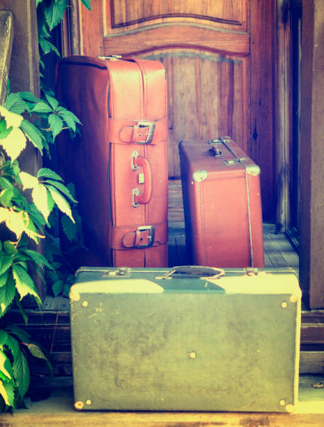 istock Close-up front view of the old  vintage suitcase (luggage) 828109346